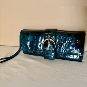 Kelly & Katie Blue Crocodile-embossed Style Wallet with Silver-tone buckle